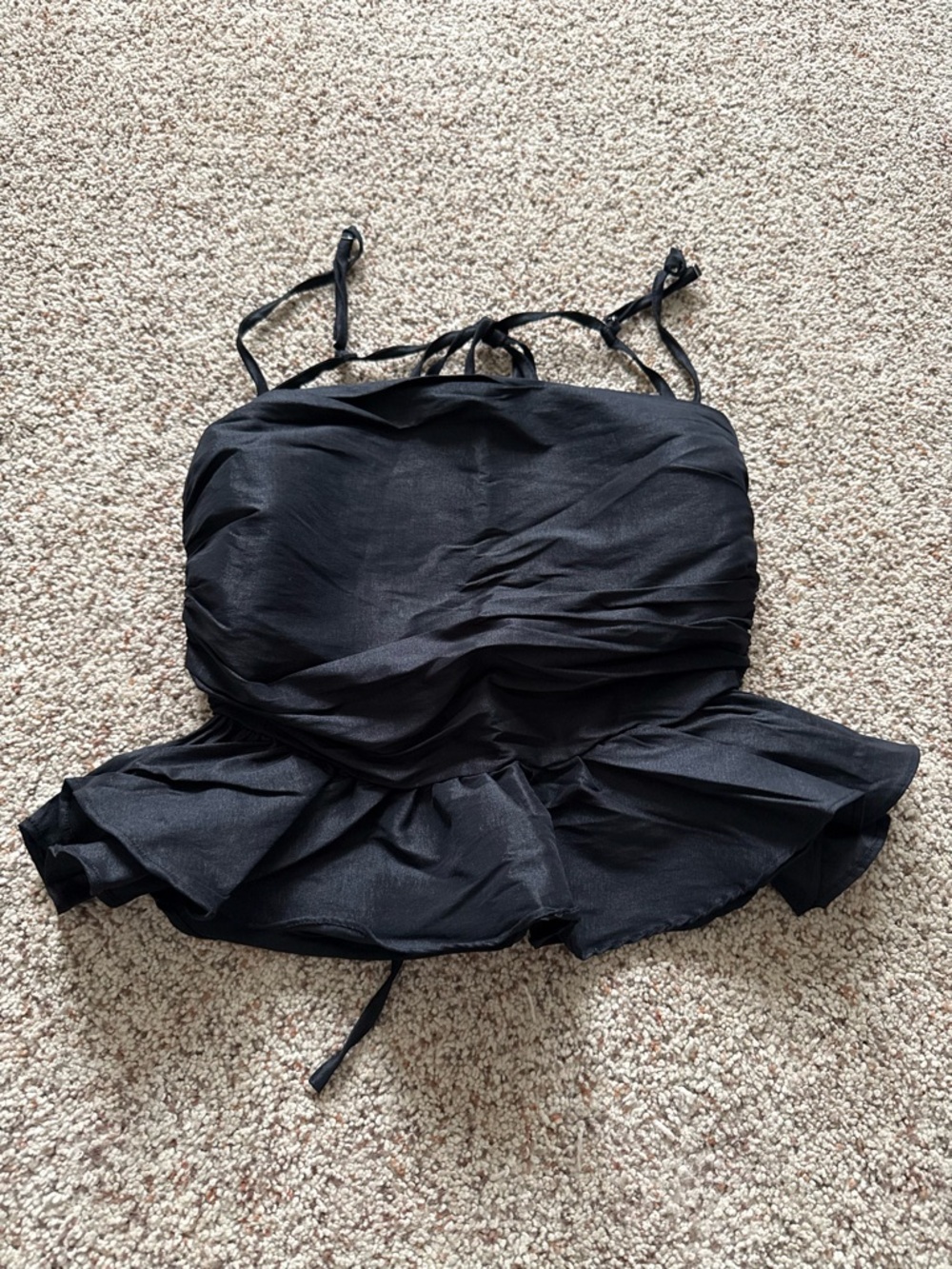 Cider Backless Black Peplum Ruffle Top